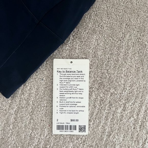 Lululemon Key to Balance Tank Top High Neck Crisscross Back Active Navy Size 2 - Picture 4 of 8